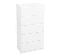 Commode Chambre Bois Blanche 60 cm Largeur avec 5 Tiroirs, Meuble a Tiroir Vetement de Rangement Commode et Buffet Chambre Comodas Blanc pour Bureau Salon Chambres Couloir Meuble(60x40x120CM)