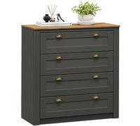 Commode chambre BOLTON L 91 cm en bois massif - Anthracite Anthracite/brun G