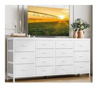 Commode chambre/bureau/salon 160x35x75CM / 14 tiroirs - Meuble de rangement moderne Chiffonier Style Scandinave - Dressing,BLANC
