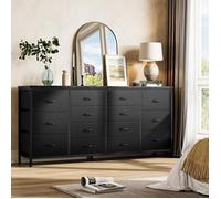 Commode chambre/bureau/salon 160x35x75CM / 14 tiroirs - Meuble de rangement moderne Chiffonier Style Scandinave - Dressing-NOIR