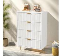 Commode chambre/bureau/salon 60x34x91cm/4 tiroirs - Meuble de rangement moderne Chiffonier Style Scandinave -Couleur blanc mat