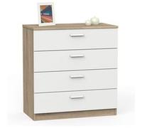 Commode Chambre, Chiffonnier Meuble de Rangement avec 4 Tiroirs, 78x74x40 cm, Briebe, Nova, , Blanc G