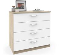 Commode Chambre, Chiffonnier Meuble de Rangement avec 4 Tiroirs, 78x74x40 cm Briebe Prakt Blanc 05121