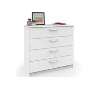 Commode Chambre, Chiffonnier Meuble de Rangement avec 4 Tiroirs, 78x74x40 cm Briebe Prakt Blanc 05107
