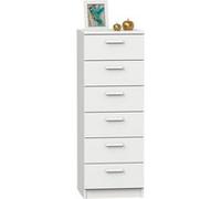 Commode Chambre, Chiffonnier Meuble de Rangement avec 6 Tiroirs, 110x40x40 cm, Briebe, Nova, , Blanc G