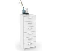 Commode Chambre, Chiffonnier Meuble de Rangement avec 6 Tiroirs, 110x40x40 cm, Briebe, Prakt, , Blanc Blanc G
