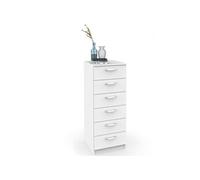 Commode Chambre, Chiffonnier Meuble de Rangement avec 6 Tiroirs, 110x40x40 cm, Briebe, Prakt, , Blanc Blanc G