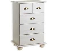 Commode chambre COLMAR L 49 cm en bois massif blanc avec 4 tiroirs, meuble de rangement adulte lasuré Blanc G