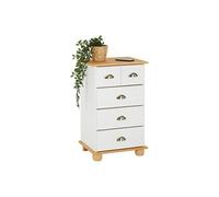 Commode chambre COLMAR L 49 cm en bois massif brun avec 4 tiroirs, meuble de rangement adulte lasuré