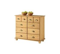 Commode COLMAR chiffonnier apothicaire rangement avec 8 tiroirs en pin massif finition teintée/cirée