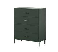 Jan Nowak Commode Chambre en Métal, Commode Rangement 4 Tiroirs - Carla | Commode Chambre Enfant, Salon | Meuble Metal Industriel | 80 x 101,5 x 40 cm | Vert Bouteille