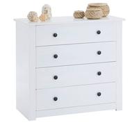 IDIMEX Commode Chambre Paulo L 73 cm en Bois Massif Blanc avec 4 tiroirs, Meuble de Rangement à vêtements pour Chambre Adulte 80 x 73 x 40 cm