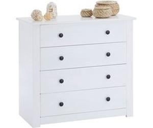 Commode chambre PAULO L 73 cm en bois massif - Blanc Blanc G