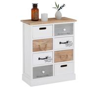 Chiffonnier Salva Commode 8 Tiroirs En Bois De Paulownia Style Shabby Chic Vintage Rustique Blanc Blanc