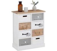 Commode chambre SALVA L 54 cm en bois massif - Blanc et brun Blanc, Brun, Gris G