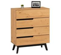 Commode chambre TIBOR L 80 cm en bois massif finition laquée avec 4 tiroirs sans poignée chiffonnier apothicaire