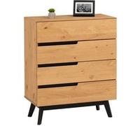 IDIMEX Commode Chambre Tibor L 80 cm en Bois Massif Finition laquée avec 4 tiroirs sans poignée chiffonnier apothicaire Rangement Style scandinave