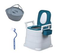 Commode Chambre Toilette Portable WC Adulte avec Accoudoirs, Toilette Portable Camping avec Seau et Couvercle, Toilettes Portables Ergonomiques pour Adulte et Personne Âgée