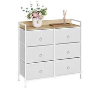 Commode Chambre WOLTU - Cadre robuste - 6 Tiroirs en Tissu - Style Industriel - Blanc W0ITT5033