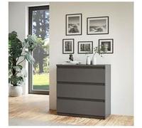 commode - chelsea - 3 tiroirs - anthracite - 77,2 x 42,2 x 79,9 cm