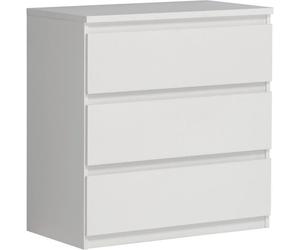 Commode CHELSEA 3 Tiroirs - Couleur blanc mat - L 77 2 x P 42 x H 79 9 cm