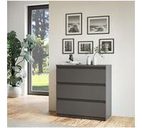 Generique Commode CHELSEA 3 tiroirs gris anthracite L 77,2 x P 42 x H 79,9 cm