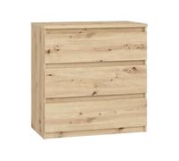 Commode CHELSEA 3 tiroirs - L 77,2 x P 42 x H 79,9 cm - Décor chene artisan