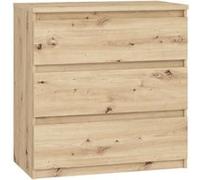 Commode CHELSEA 3 tiroirs - L 77,2 x P 42 x H 79,9 cm - Décor chene artisan Chêne artisan G