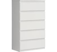 Commode CHELSEA 5 tiroirs - 77,2 cm -Reproduction blanc mat
