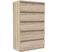 Commode CHELSEA 5 tiroirs L 77 2 P 42 2 H 128 1 Décor chene sonoma