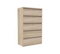 Commode CHELSEA 5 tiroirs - L 77,2 x P 42,2 x H 128,1 cm - Décor chêne sonoma