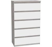 Commode CHELSEA 5 tiroirs - L 77,2 x P 42,2 x H 128,1 cm - Décor optique béton clair KILOX et blanc mat