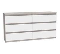 Commode Chelsea 6 Tiroirs - Blanc/Béton Clair - L 154 X P 42,2 X H 79,9 Cm Gris G