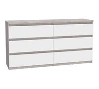 Commode CHELSEA 6 Tiroirs - Couleur blanc/béton clair - L 154 x P 42,2 x H 79,9 cm