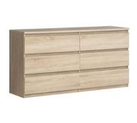 Commode Meuble CHELSEA 6 Tiroirs Couleur chene L 154 P 42 2 H 79 9 cm Marron