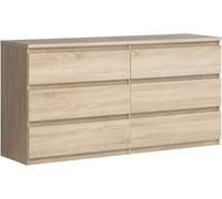 Commode CHELSEA 6 Tiroirs - Couleur chene - L 154 x P 42,2 x H 79,9 cm