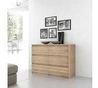 Commode CHELSEA 6 Tiroirs - Couleur chene - L 154 x P 42,2 x H 79,9 cm chêne G