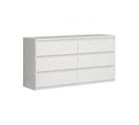 Commode CHELSEA 6 Tiroirs Couleur mat L 154 P 42 2 H 79 9 cm Blanc