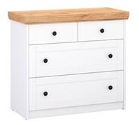 Commode Chêne Blanc en Bois Massif avec 4 Tiroirs Sideboard 92,3 x 82 x 41,8 cm Blanc G