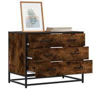 vidaXL Commode Chêne fumé 3 tiroirs 70x41x56 cm Bois d'ingénierie Style industriel