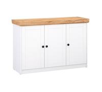 Commode Chêne Mat Blanc en Bois Massif Sideboard 123 x 82 x 42 cm