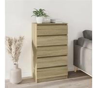 vidaXL Commode Chêne Sonoma 60x36x103 cm Bois d'ingénierie Marron – 5 tiroirs
