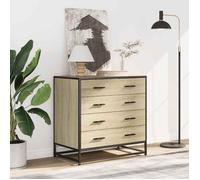 Commode chêne sonoma - vidaXL - 70x41x70 cm - Bois d'ingénierie - Métal - 4 tiroirs - Capacité 70 kg - Assemblage requis