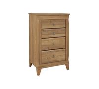 Commode chiffonier à 4 tiroirs fermeture soft-close coloris Mélèze doré - Longueur 72 x Profondeur 47 x Hauteur 116 cm