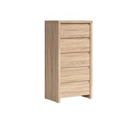 Commode Chiffonier à 5 tiroirs meuble de rangement, coloris chêne Sonoma - Longueur 56 x Profondeur 40,5 x Hauteur 112,5 cm