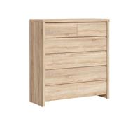 Commode chiffonier à 6 tiroirs, coloris chêne Sonoma - Longueur 104,5 x Profondeur 40,5 x Hauteur 112 cm