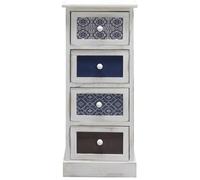 Commode Chiffonier Blanc Gris Bleu Shabby Bois 4 Tiroirs 76x30x25 - MOBILI REBECCA