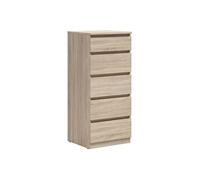 PEGANE Commode Chiffonnier à 5 tiroirs Meuble de Rangement, Coloris chêne Sonoma - Longueur 50 x Profondeur 45 x Hauteur 115 cm