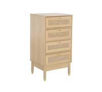 sweeek - Commode chiffonnier décor Bois et cannage 4 tiroirs Teinte Naturelle - 50 x 40 x 96 cm - Judith