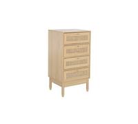 sweeek - Commode chiffonnier décor Bois et cannage 4 tiroirs Teinte Naturelle - 50 x 40 x 96 cm - Judith